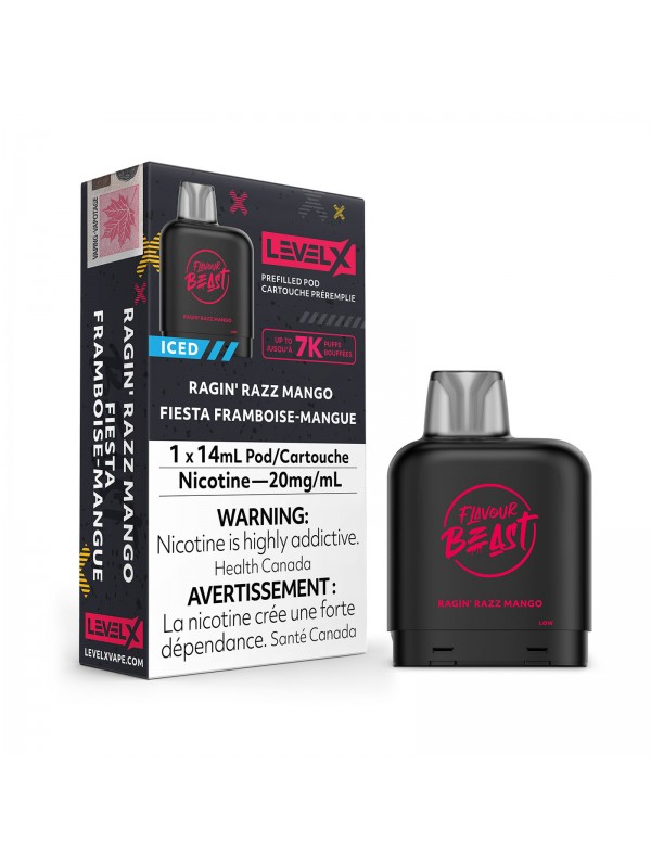 Ragin’ Razz Mango Iced Level X – Flavour Beast Pods